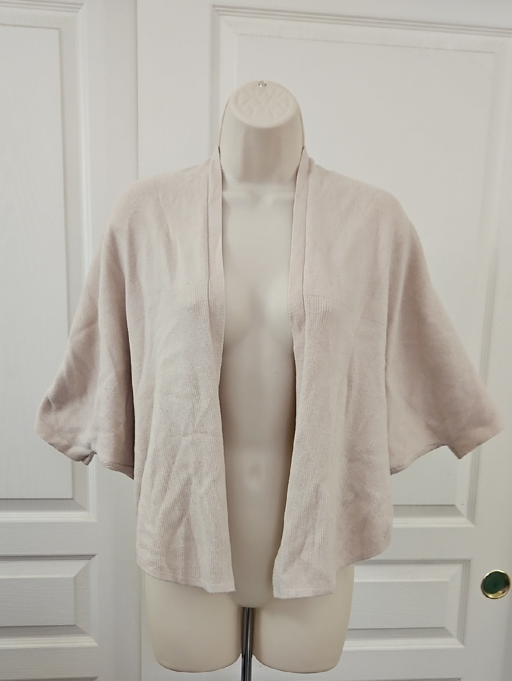 Anthropologie Saturday/Sunday | Light Beige Open-Front Draped Cardigan Sweater